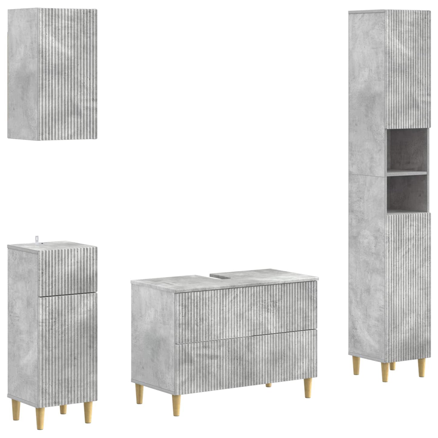 4-teiliges Badezimmer-Schrank-Set ARNHEM Betongrau