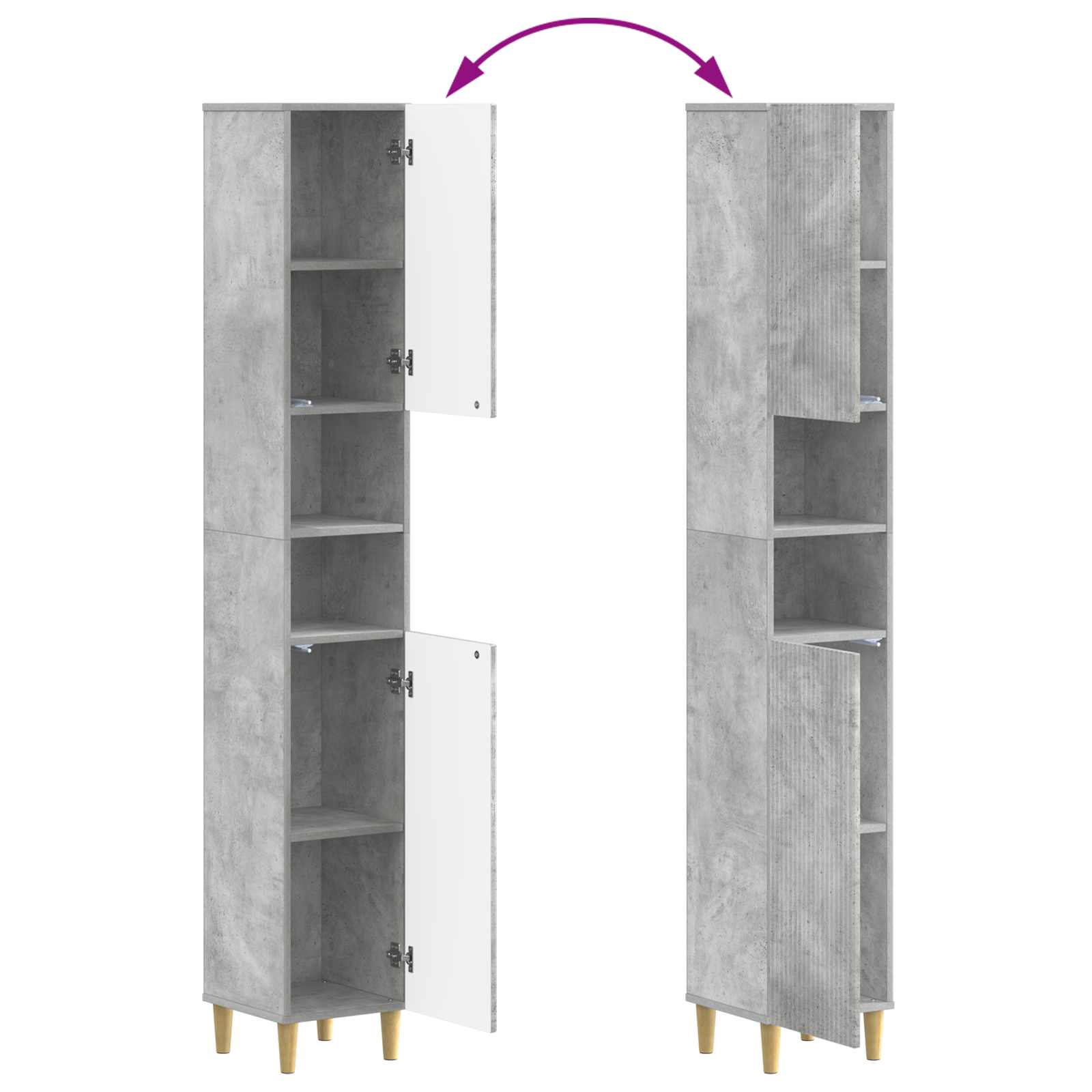 4-teiliges Badezimmer-Schrank-Set ARNHEM Betongrau