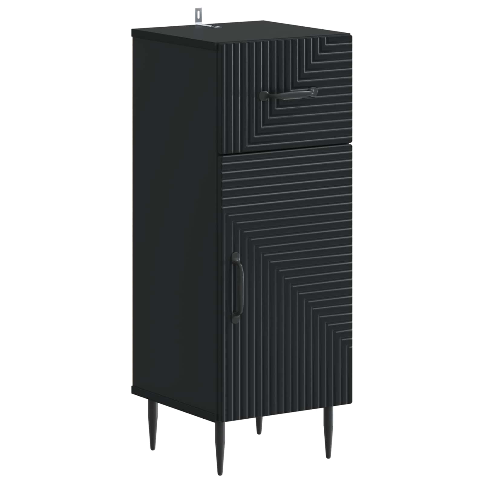4-teiliges Badezimmer-Schrank-Set HAARLEM Schwarz Holzwerkstoff