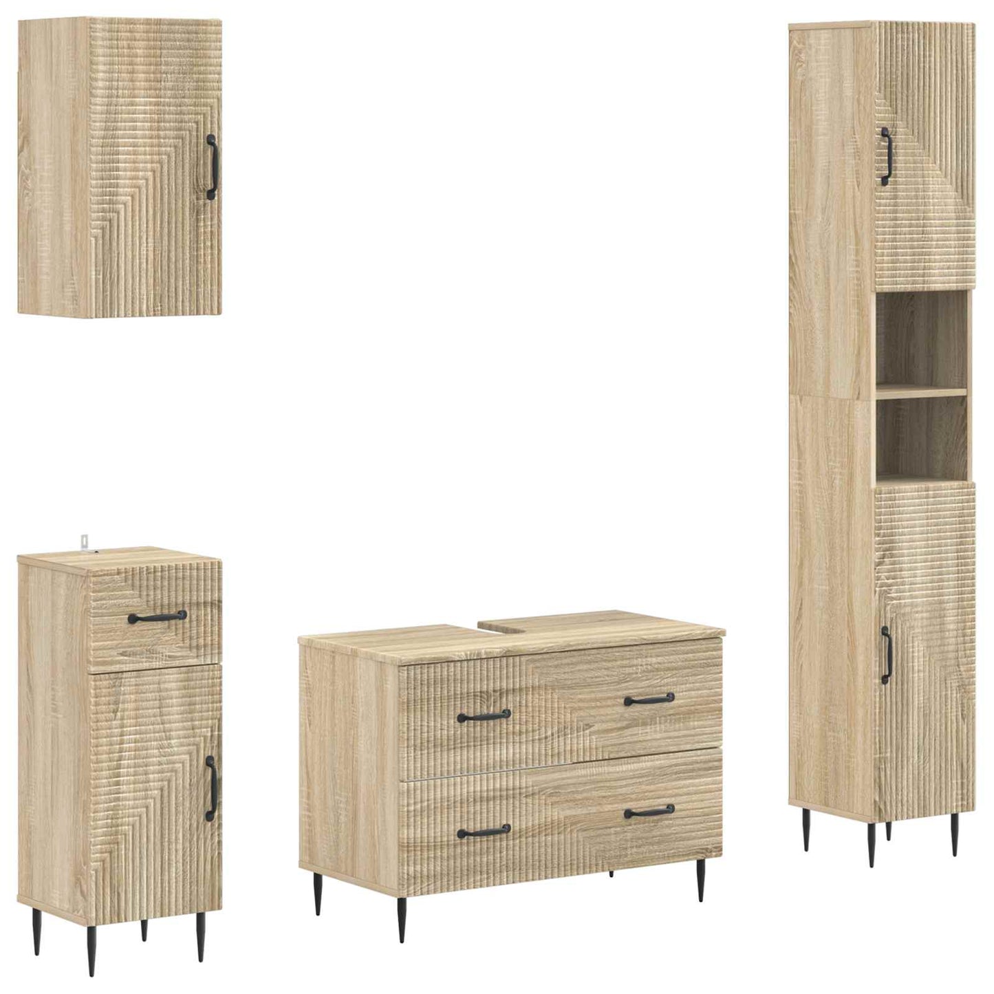 4-teiliges Badezimmer-Schrank-Set HAARLEM Sonoma-Eiche