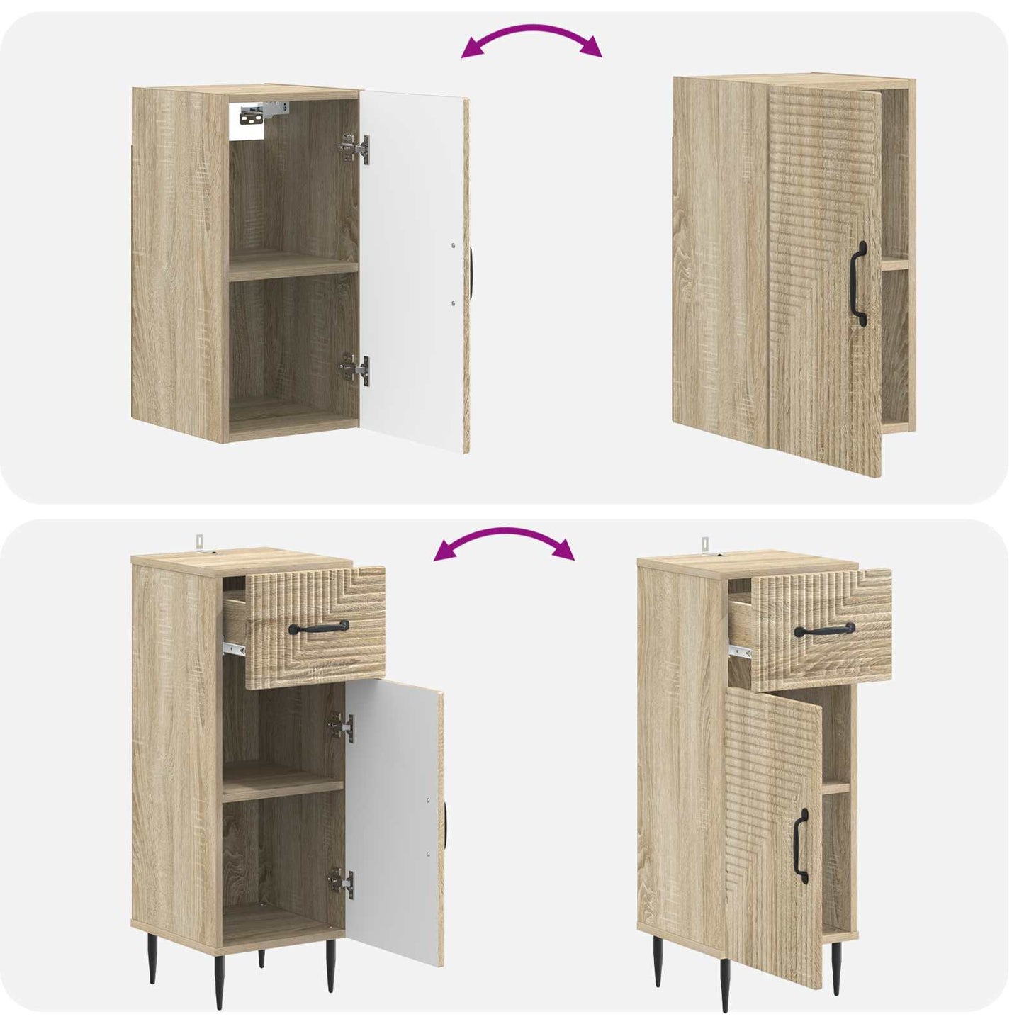 4-teiliges Badezimmer-Schrank-Set HAARLEM Sonoma-Eiche