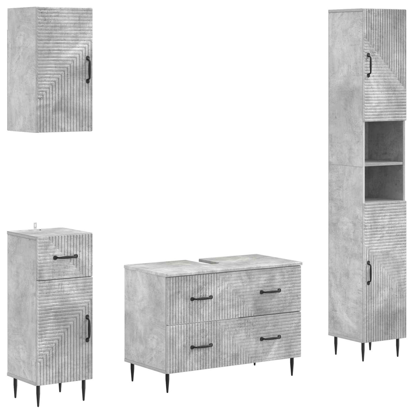 4-teiliges Badezimmer-Schrank-Set HAARLEM Betongrau