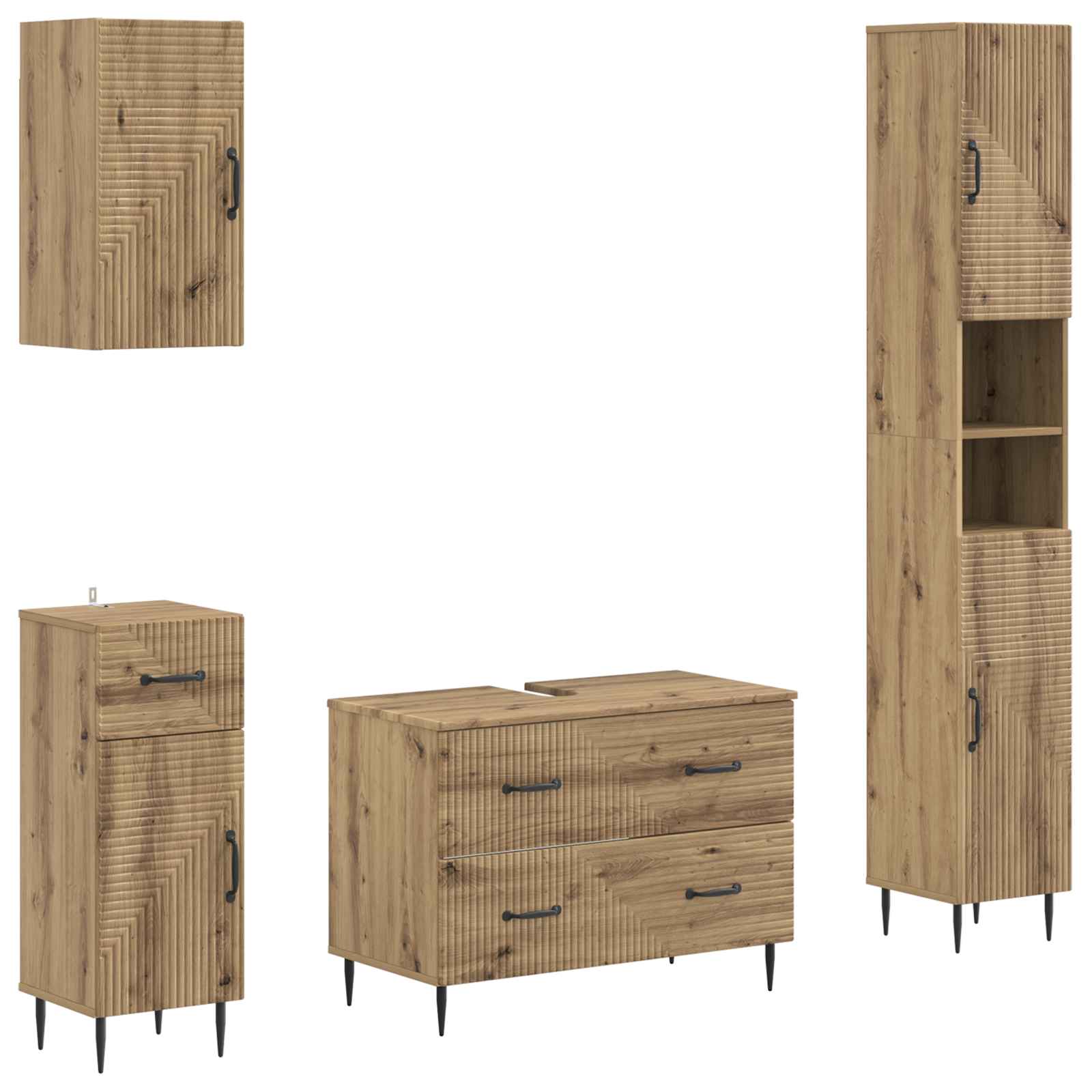 4-teiliges Badezimmer-Schrank-Set HAARLEM Artisan-Eiche