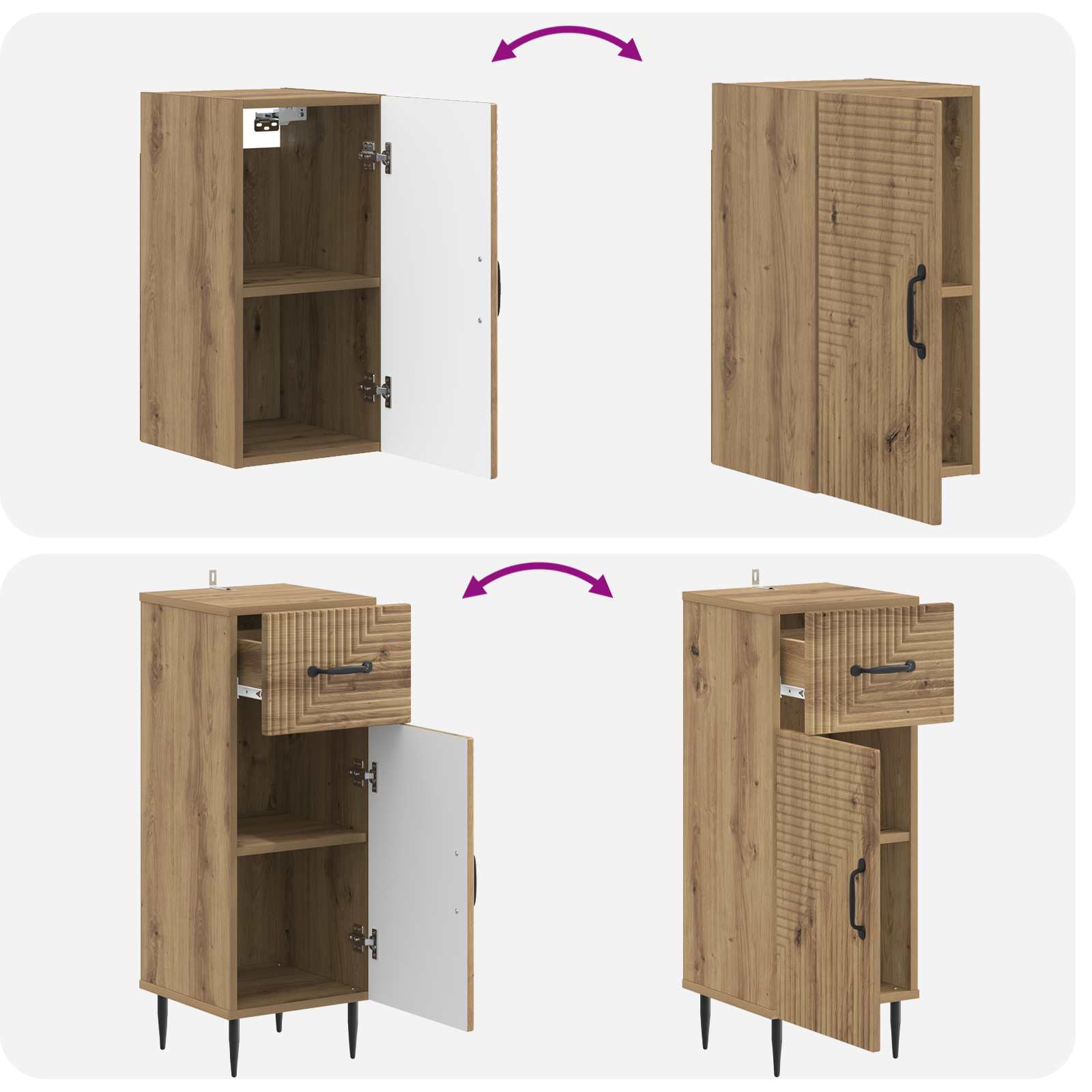 4-teiliges Badezimmer-Schrank-Set HAARLEM Artisan-Eiche