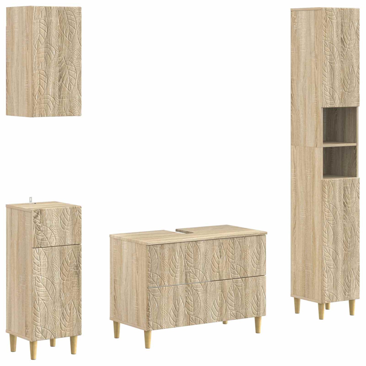 4-teiliges Badezimmer-Schrank-Set DELFT Sonoma-Eiche