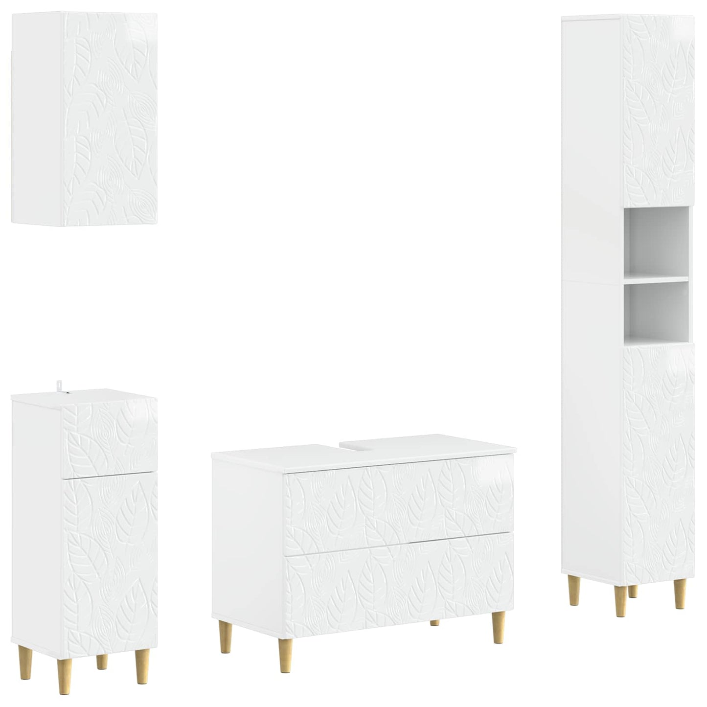 4-teiliges Badezimmer-Schrank-Set DELFT Hochglanz Weiß