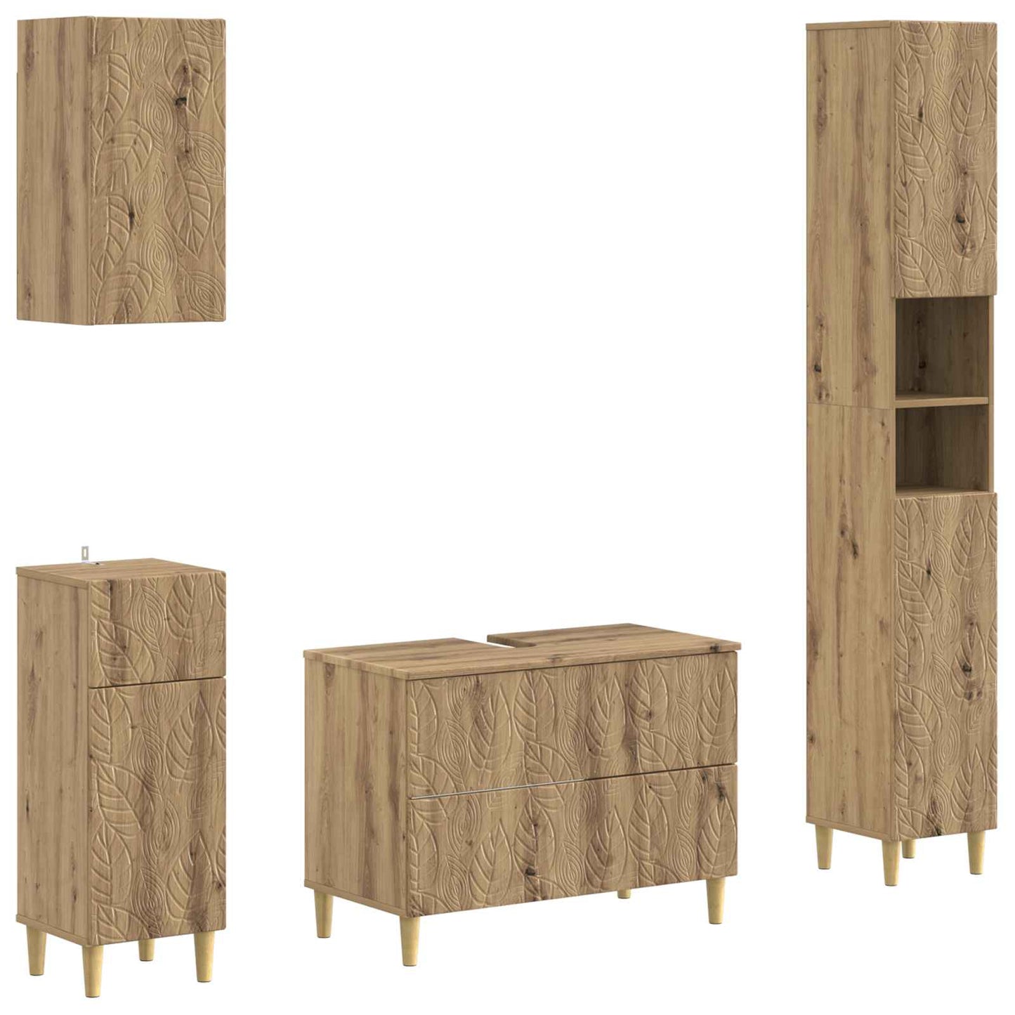 4-teiliges Badezimmer-Schrank-Set DELFT Artisan-Eiche