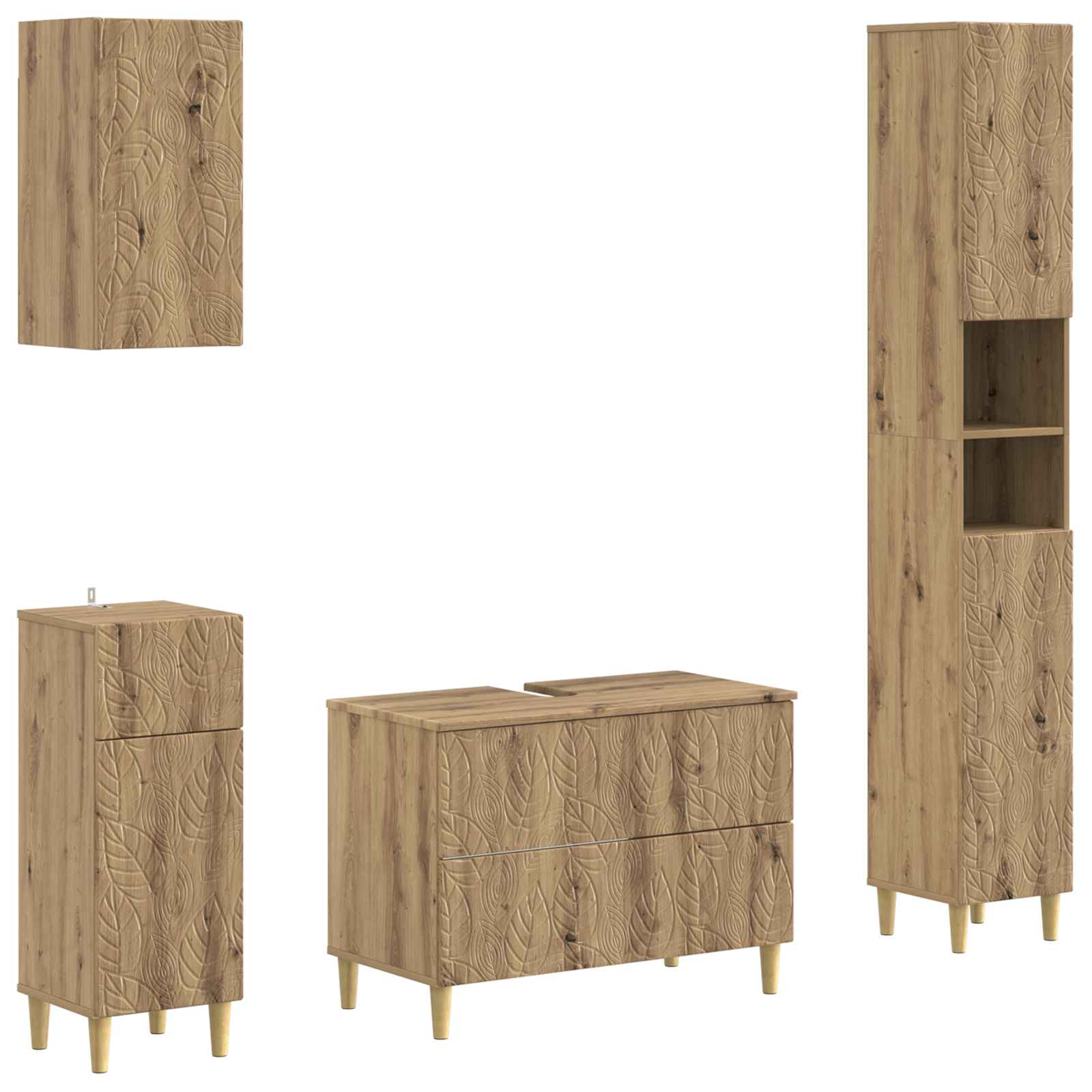 4-teiliges Badezimmer-Schrank-Set DELFT Artisan-Eiche