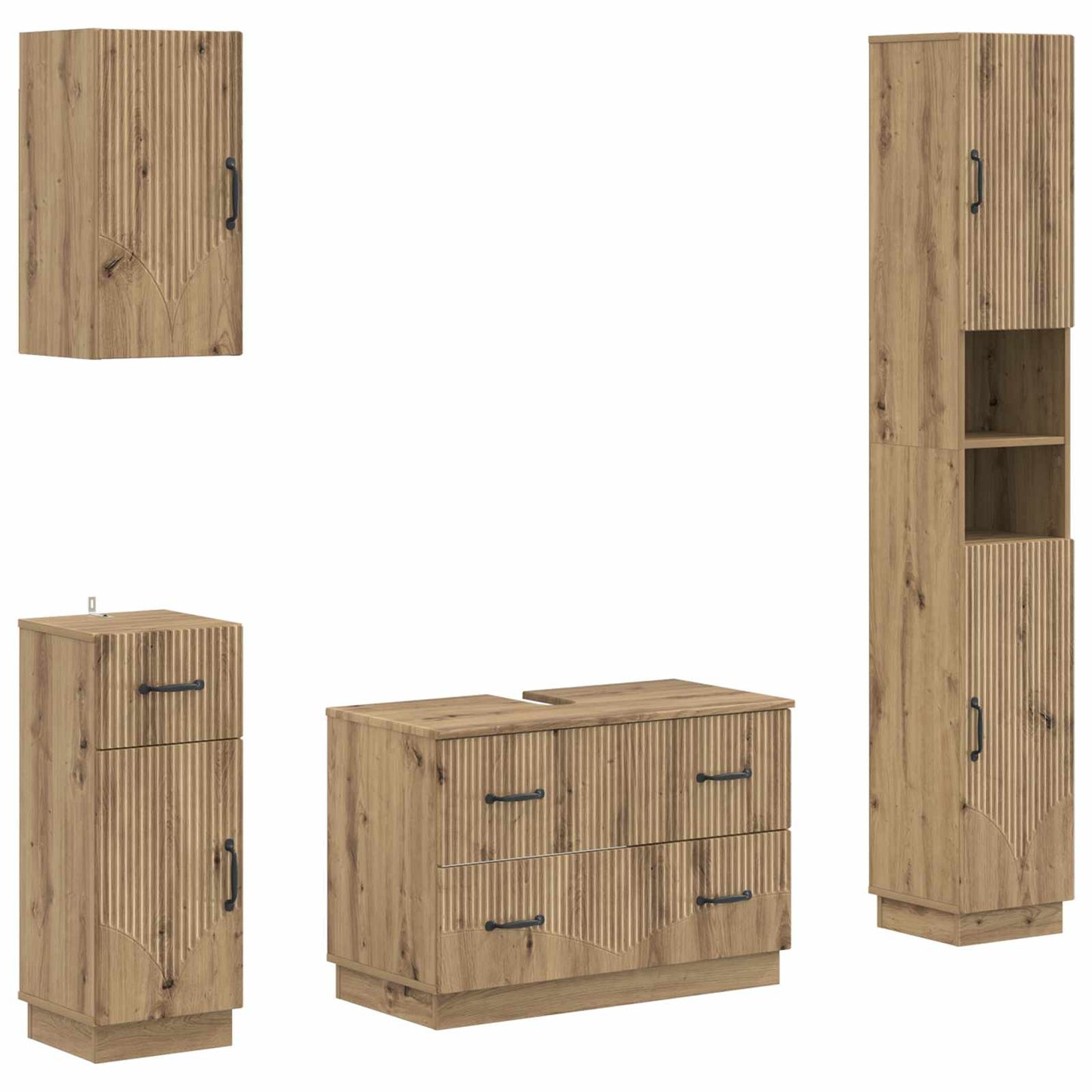 4-teiliges Badezimmer-Schrank-Set HOORN Artisan-Eiche