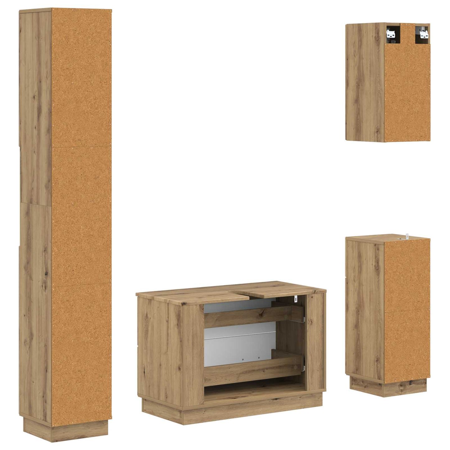 4-teiliges Badezimmer-Schrank-Set HOORN Artisan-Eiche