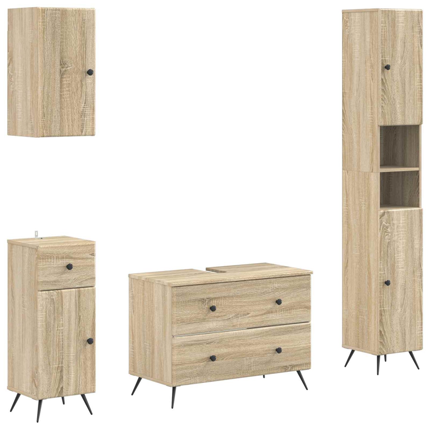 4-teiliges Badezimmer-Schrank-Set BREDA Sonoma-Eiche