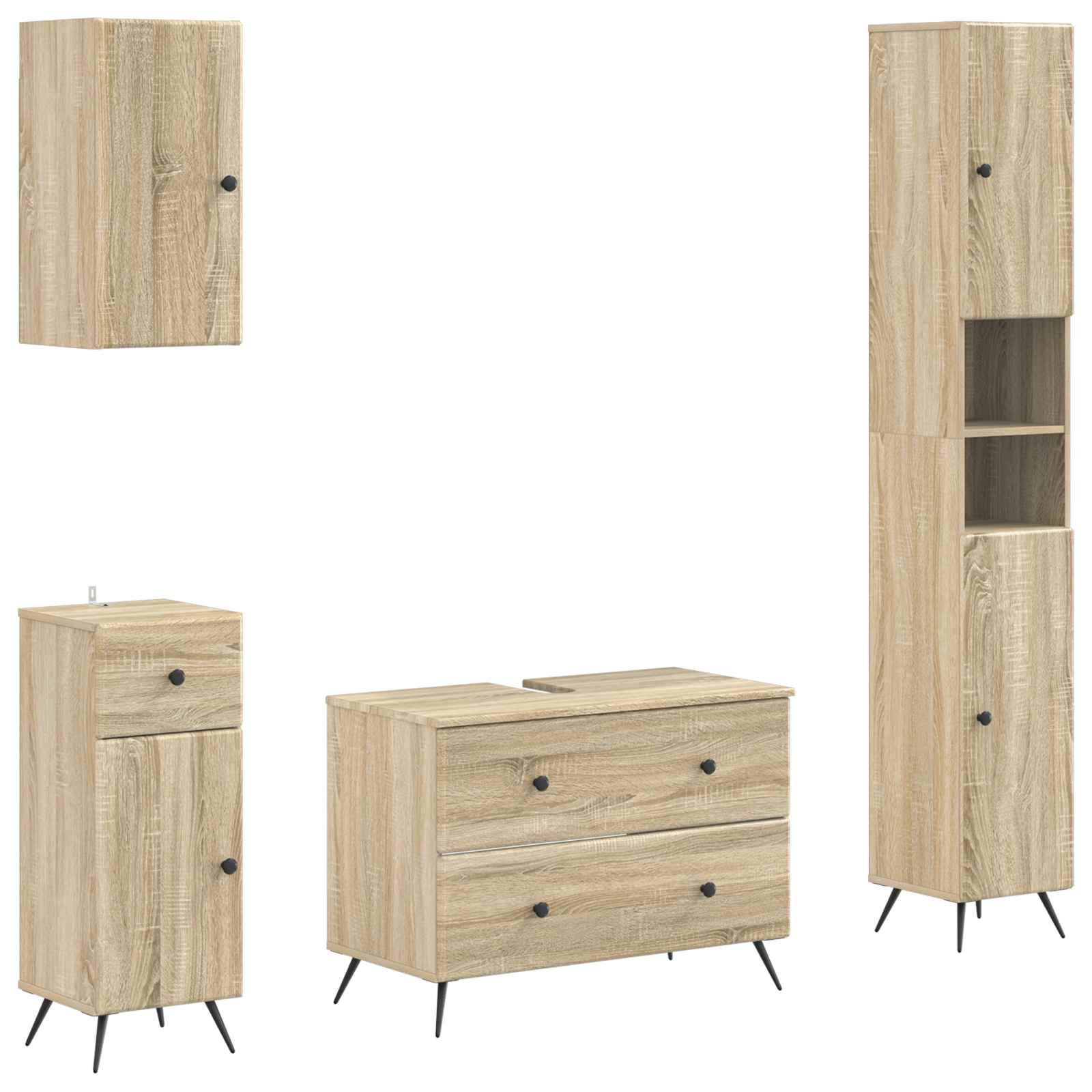 4-teiliges Badezimmer-Schrank-Set BREDA Sonoma-Eiche