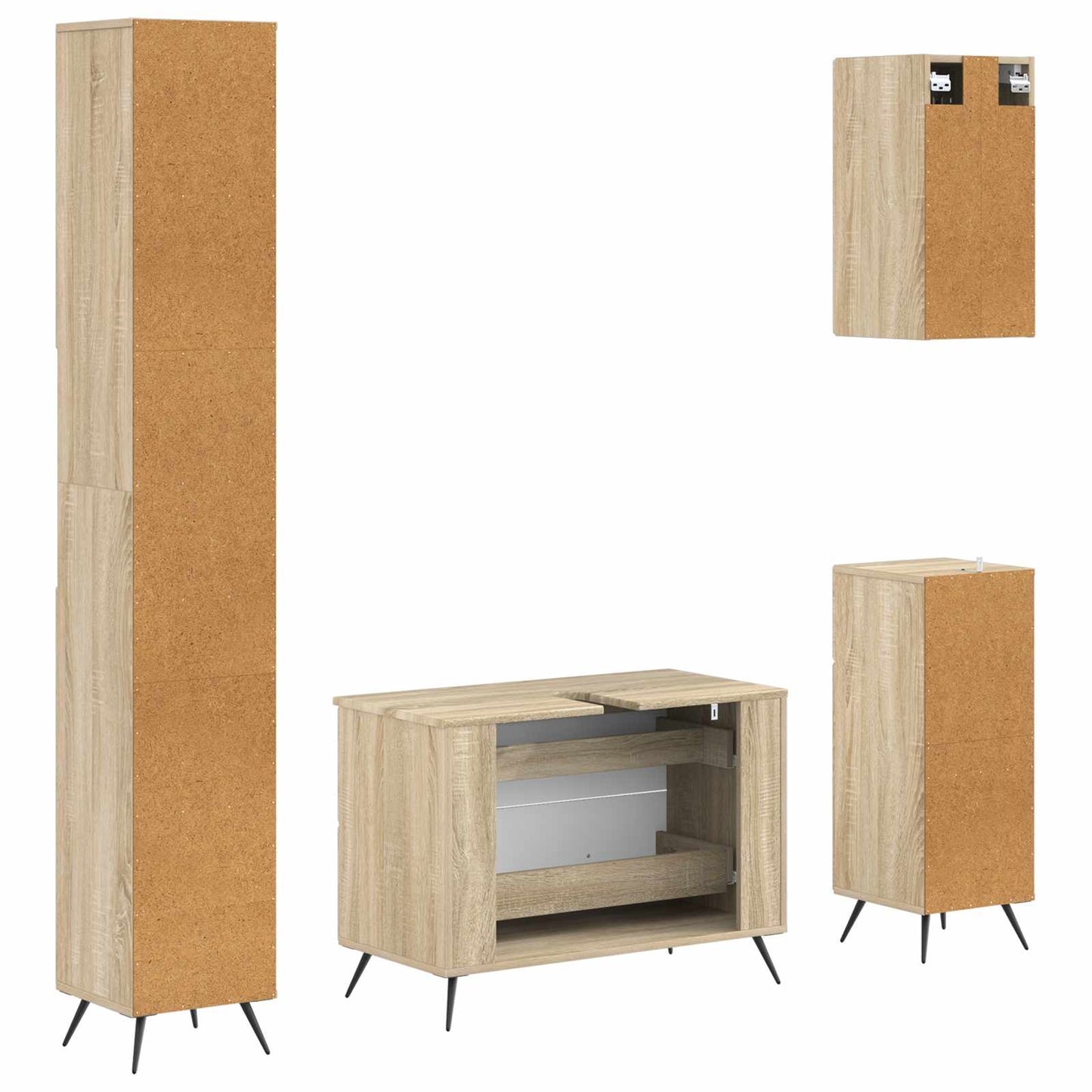 4-teiliges Badezimmer-Schrank-Set BREDA Sonoma-Eiche