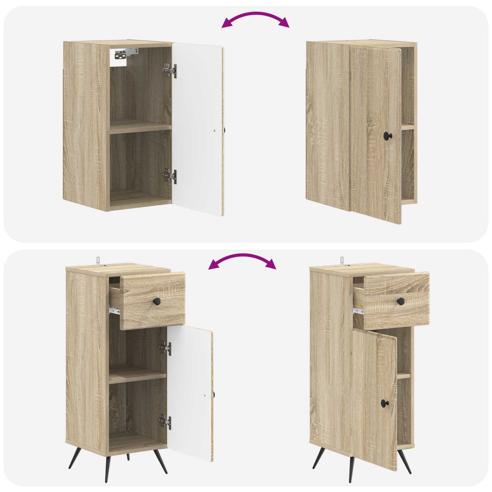 4-teiliges Badezimmer-Schrank-Set BREDA Sonoma-Eiche