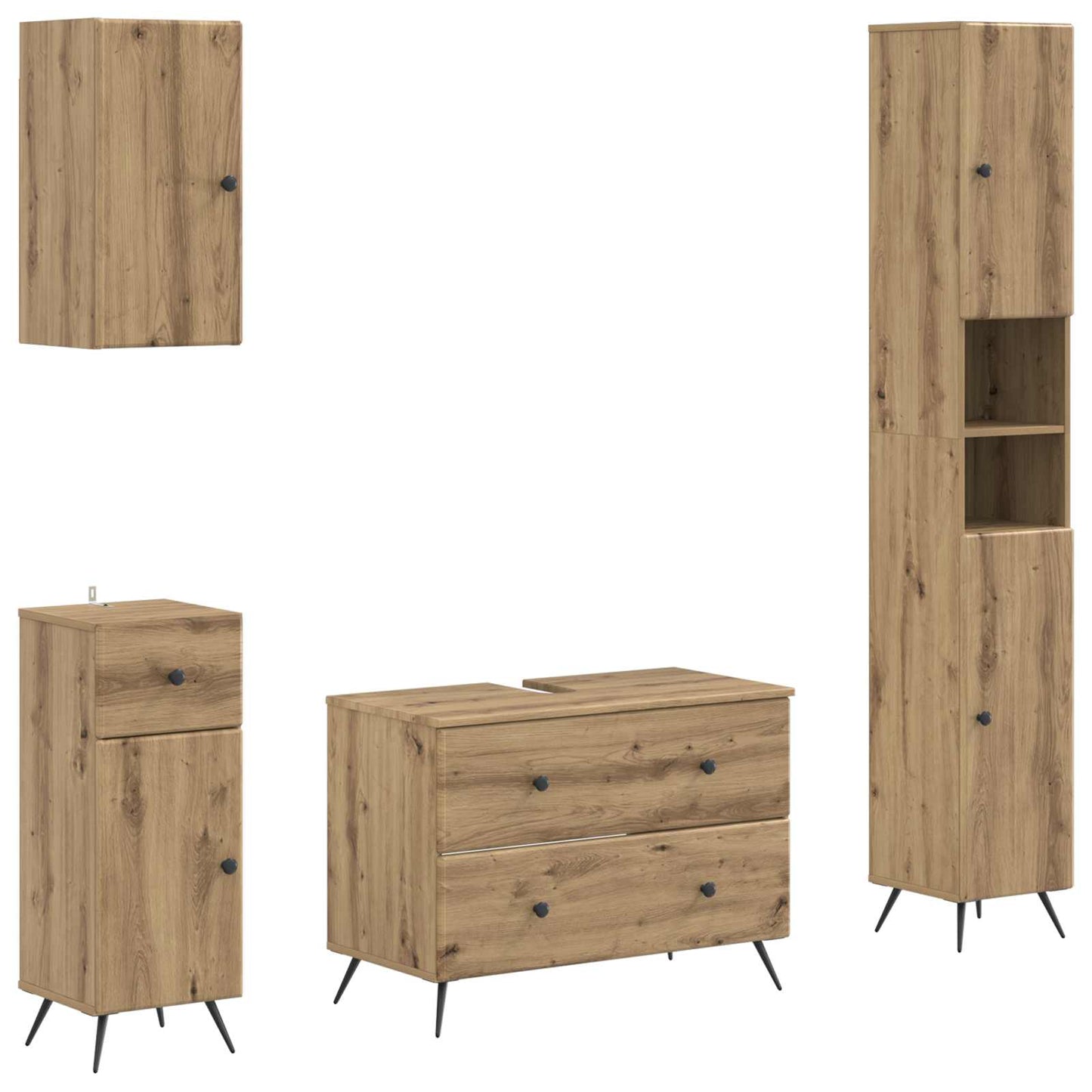 4-teiliges Badezimmer-Schrank-Set BREDA Artisan-Eiche