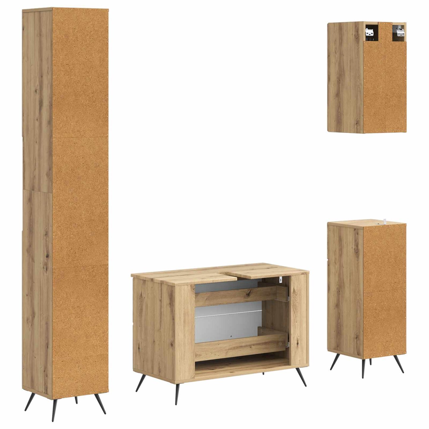 4-teiliges Badezimmer-Schrank-Set BREDA Artisan-Eiche