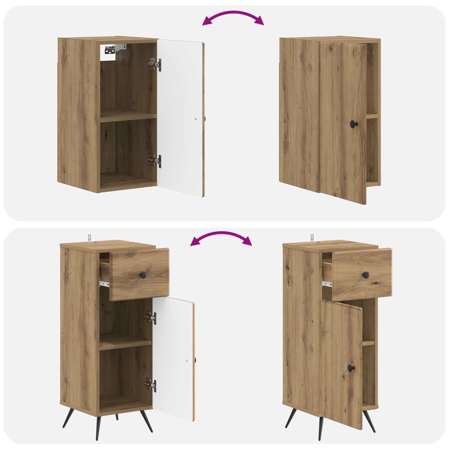 4-teiliges Badezimmer-Schrank-Set BREDA Artisan-Eiche