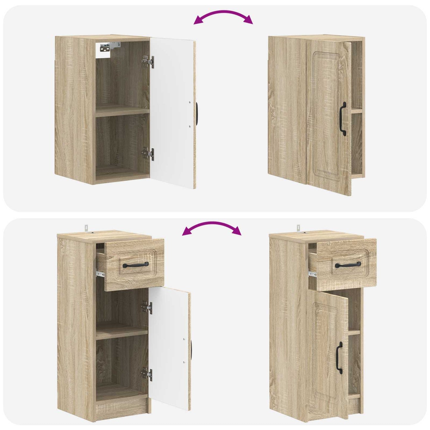 4-teiliges Badezimmer-Schrank-Set UTRECHT Sonoma-Eiche