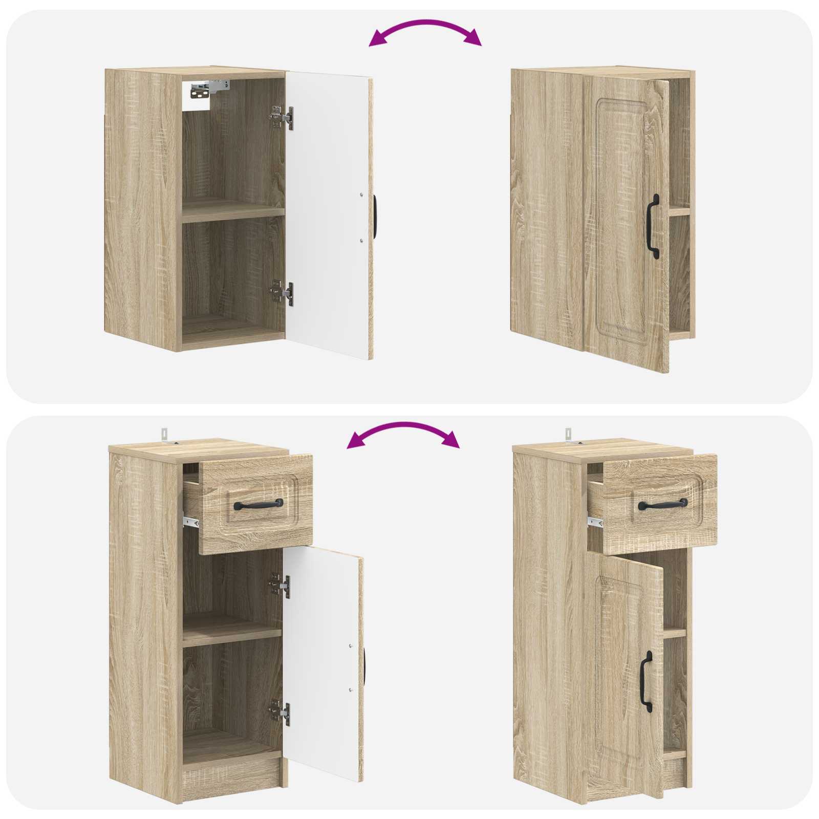 4-teiliges Badezimmer-Schrank-Set UTRECHT Sonoma-Eiche