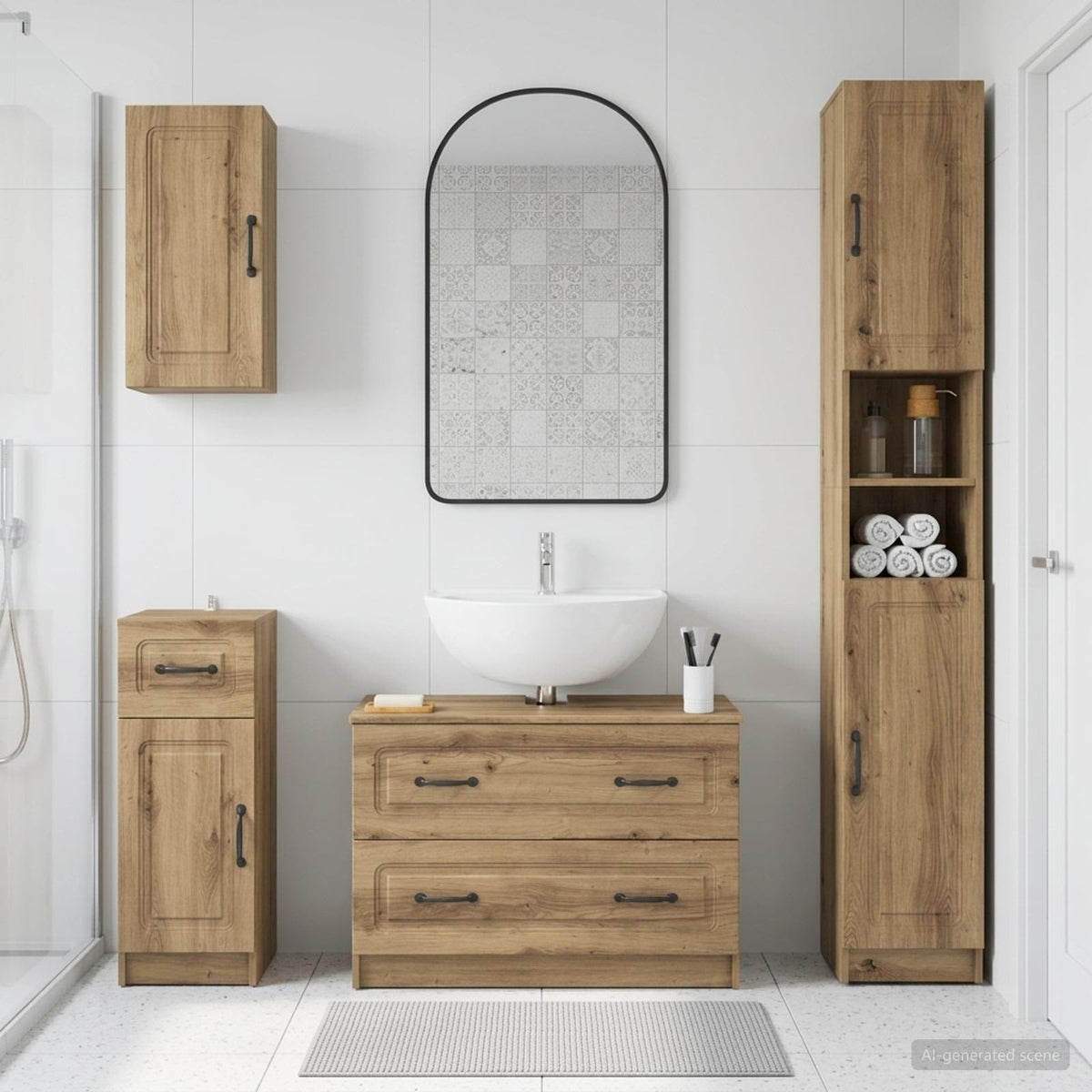 4-teiliges Badezimmer-Schrank-Set UTRECHT Artisan-Eiche