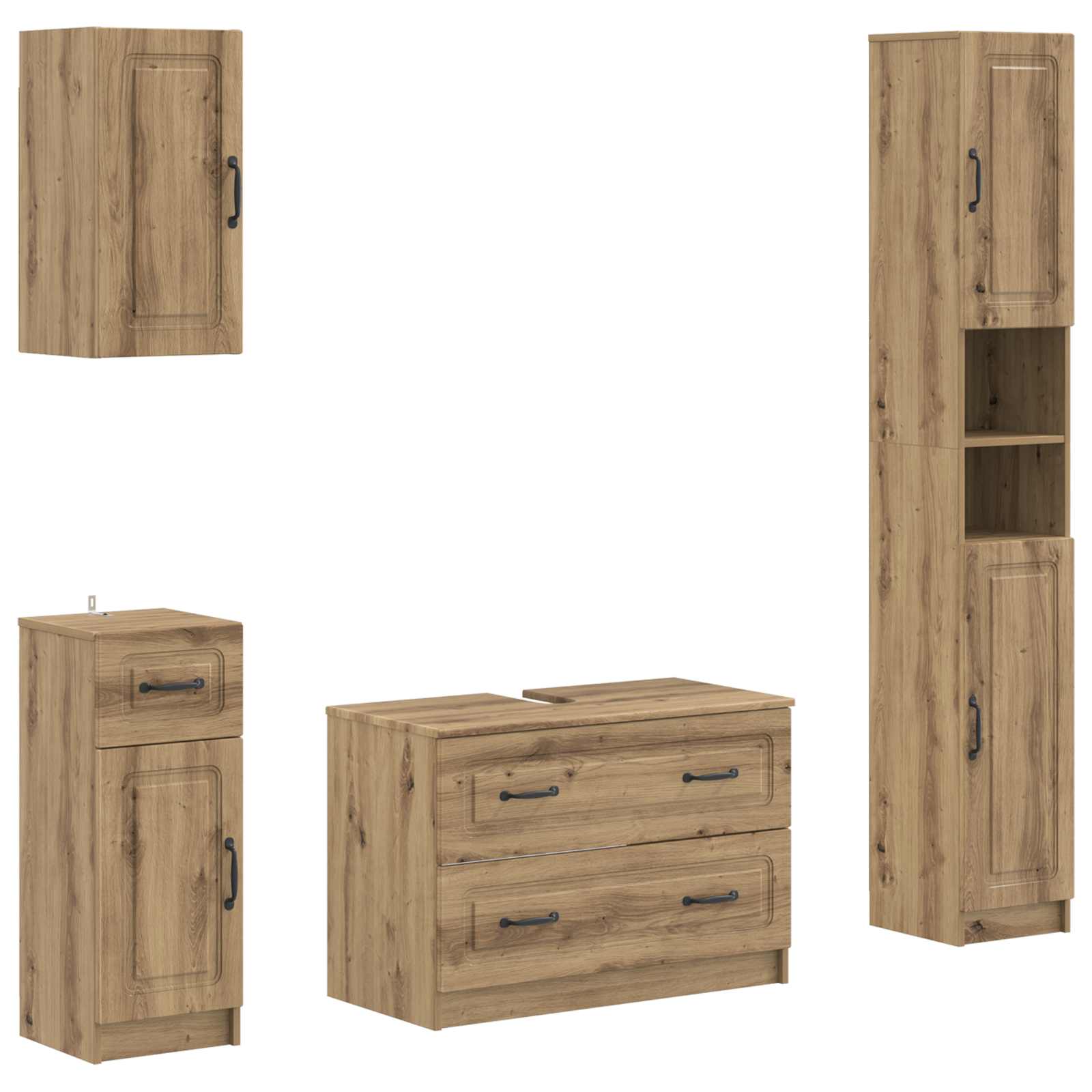 4-teiliges Badezimmer-Schrank-Set UTRECHT Artisan-Eiche