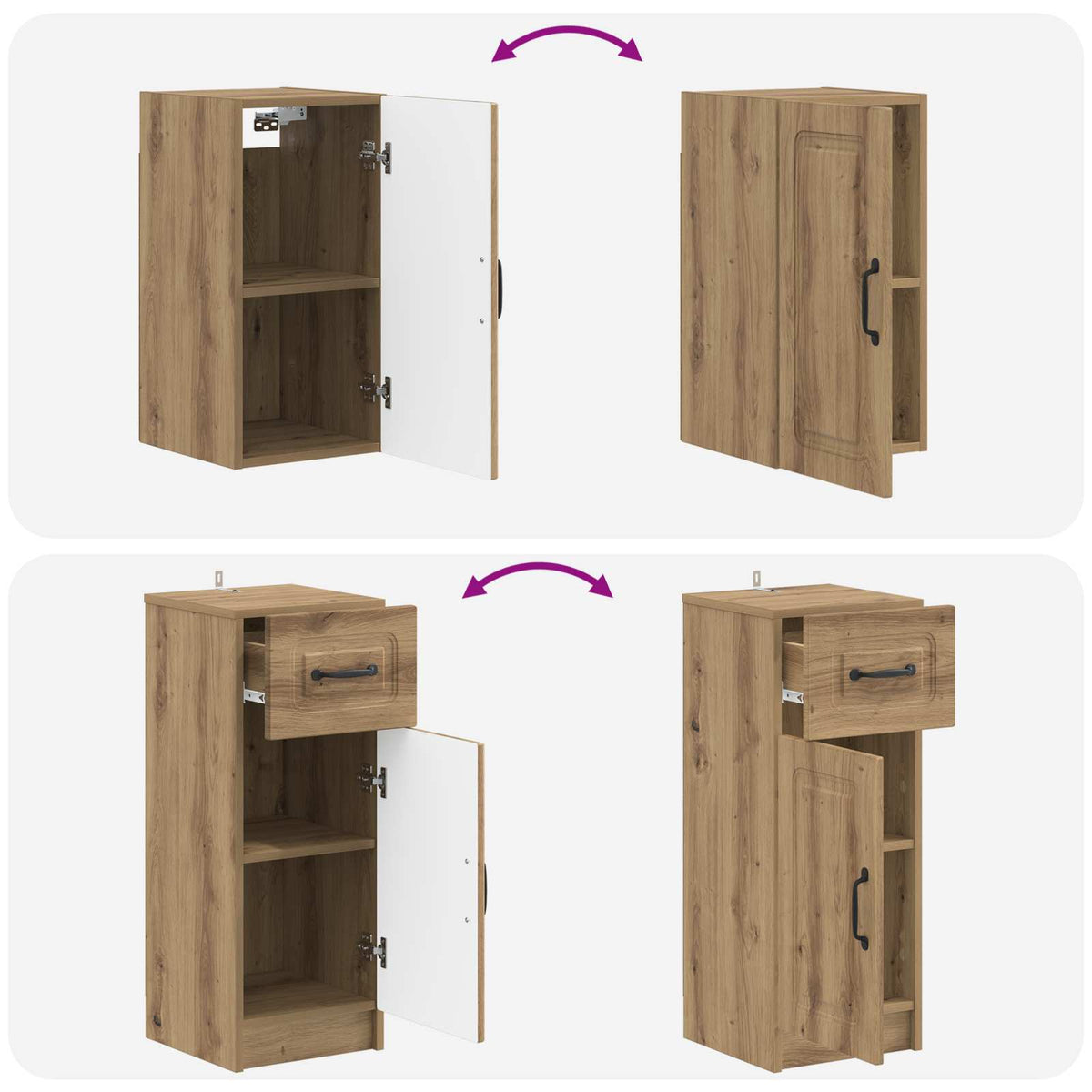 4-teiliges Badezimmer-Schrank-Set UTRECHT Artisan-Eiche