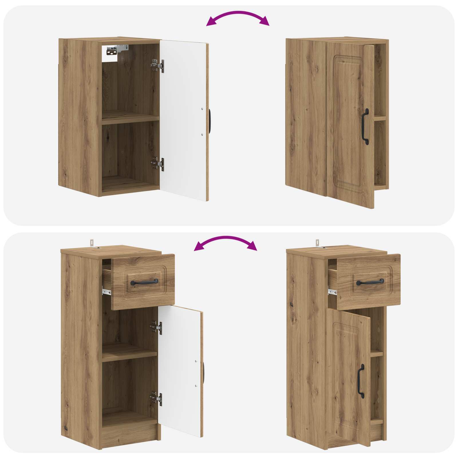 4-teiliges Badezimmer-Schrank-Set UTRECHT Artisan-Eiche