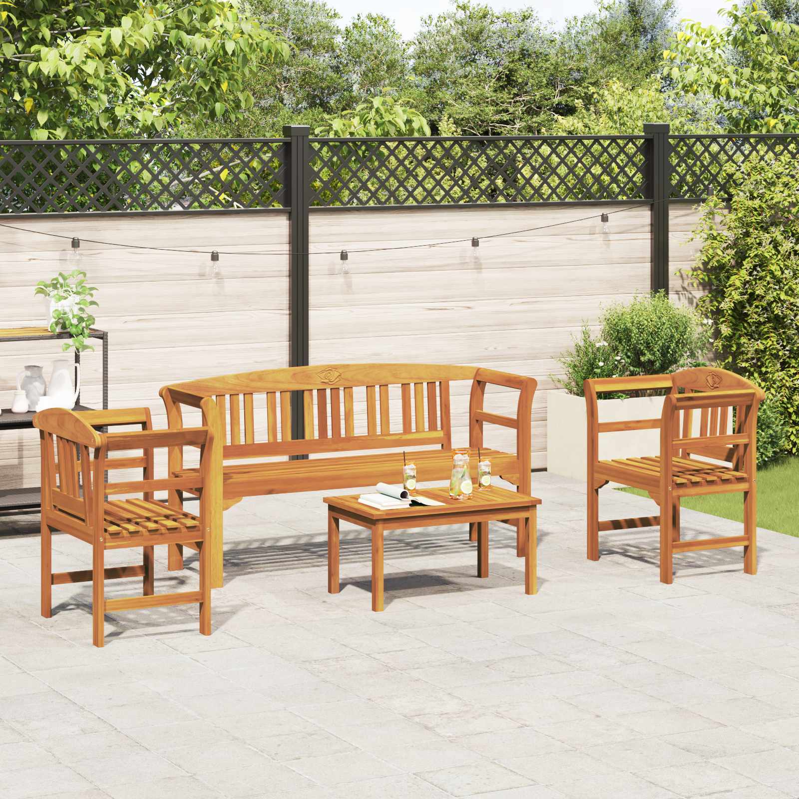 Gartenrosen-Lounge-Set 4 stk. Massivholz Akazie