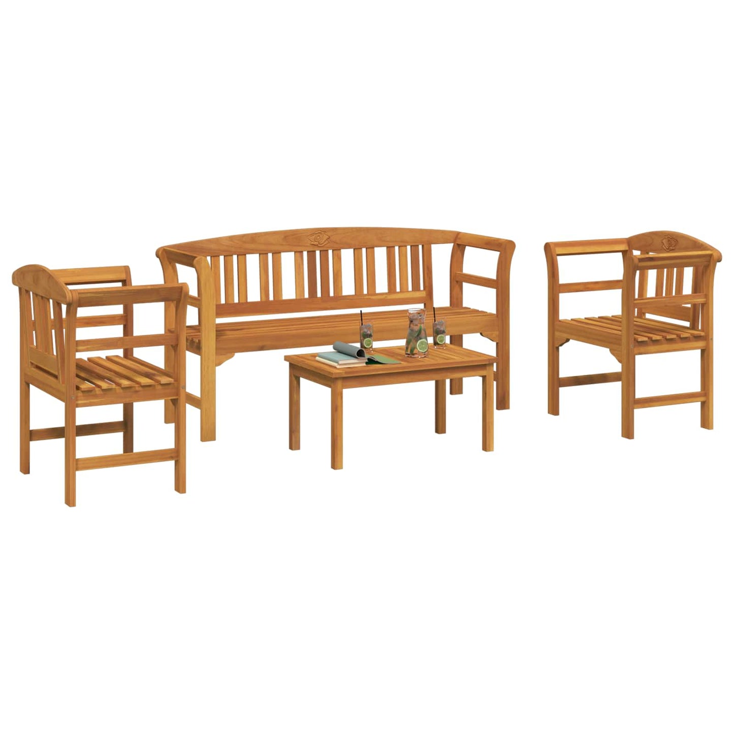 Gartenrosen-Lounge-Set 4 stk. Massivholz Akazie