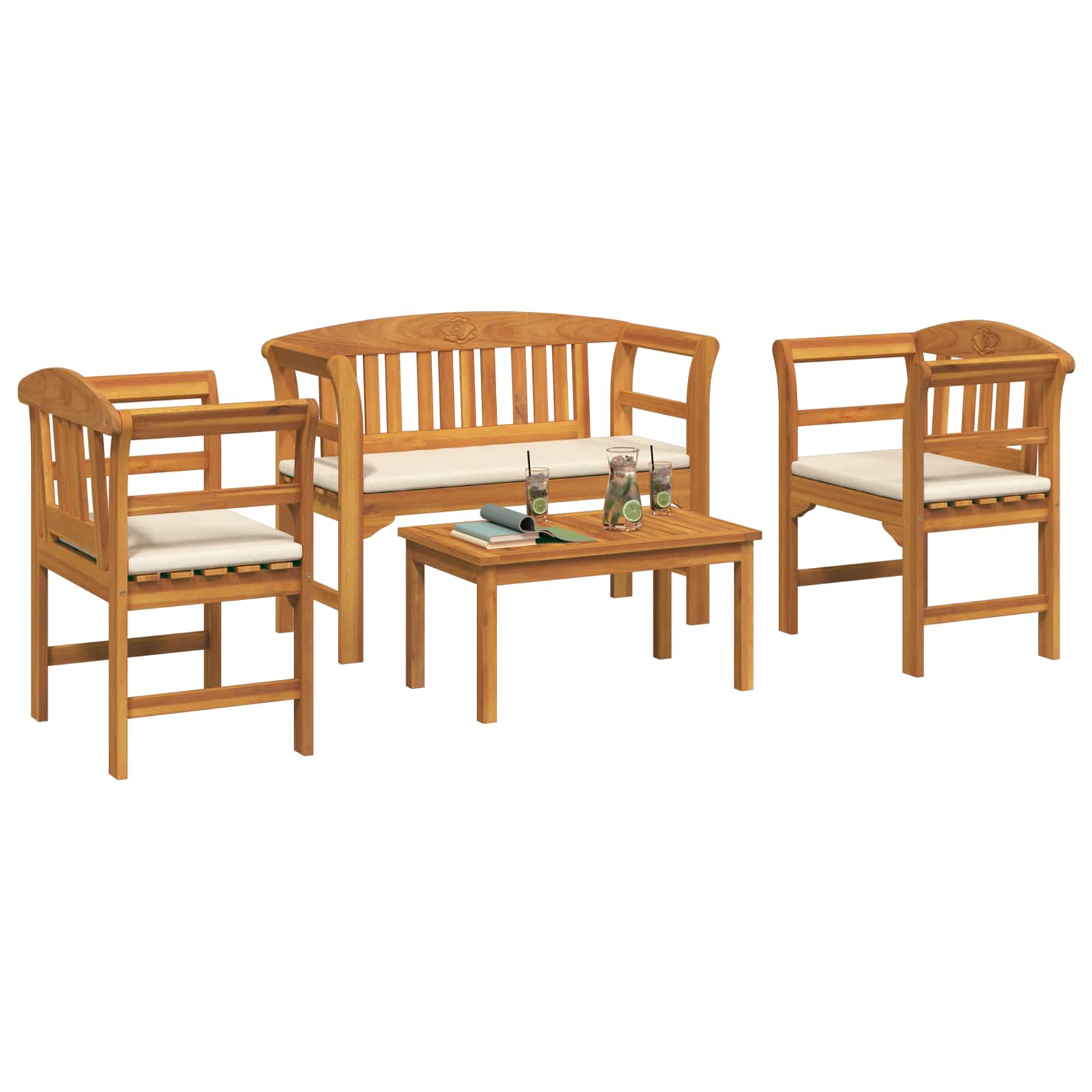 Gartenrosen-Lounge-Set 4 stk. Massivholz Akazie