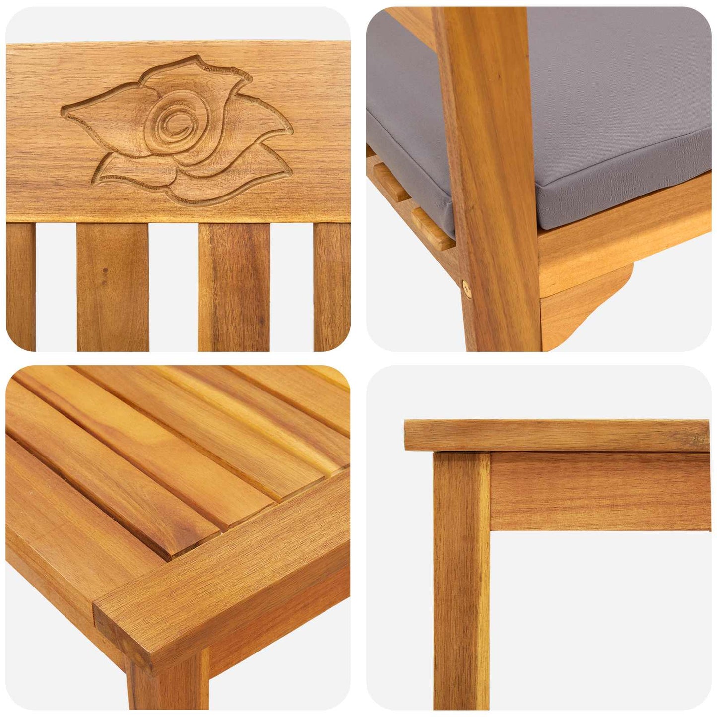 Gartenrosen-Lounge-Set mit Kissen 4 pcs Massivholz Akazie