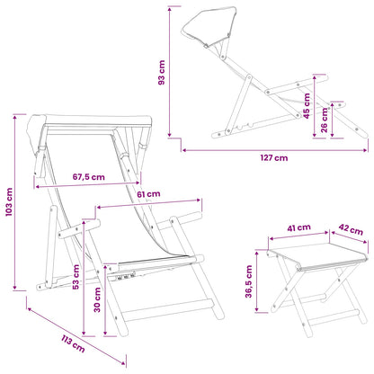 Liegestuhl 4 stk. 3 Position Massives Eukalyptus Holz