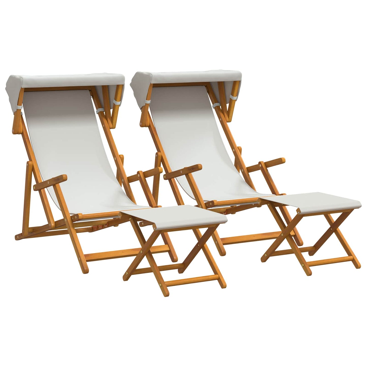 Liegestuhl 4 pcs 3 Position Massives Eukalyptus Holz Creme