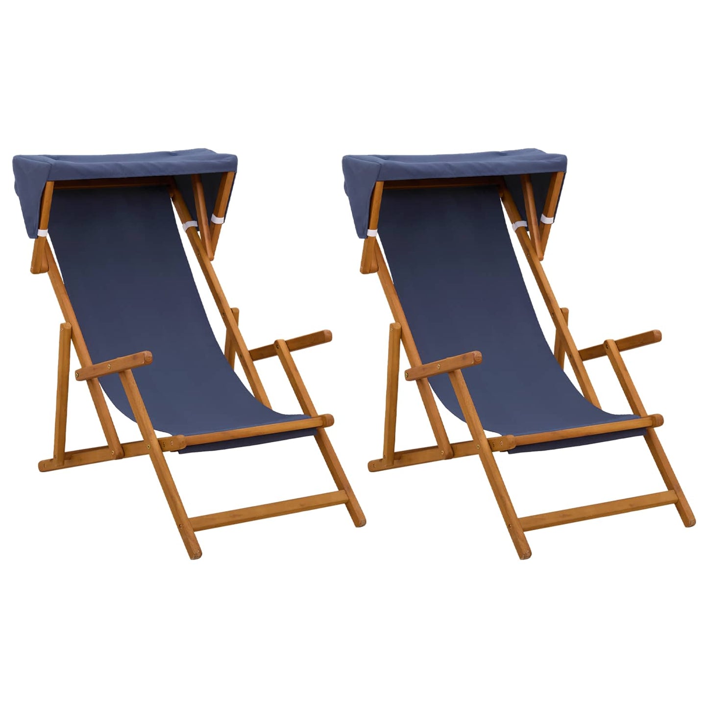Liegestuhl 2 pcs 3 Position Massives Eukalyptus Holz Blau