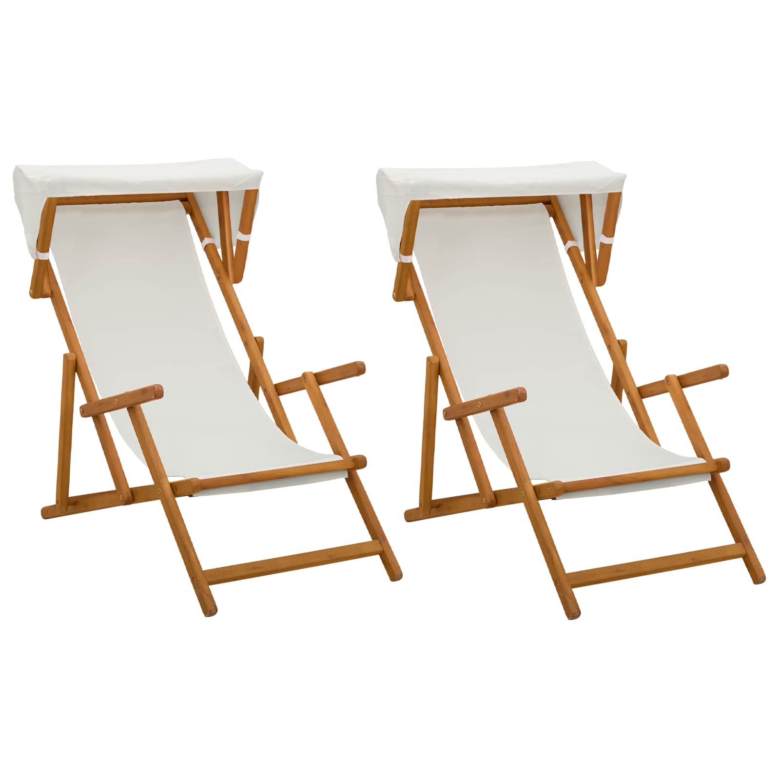 Liegestuhl 2 pcs 3 Position Massives Eukalyptus Holz Creme