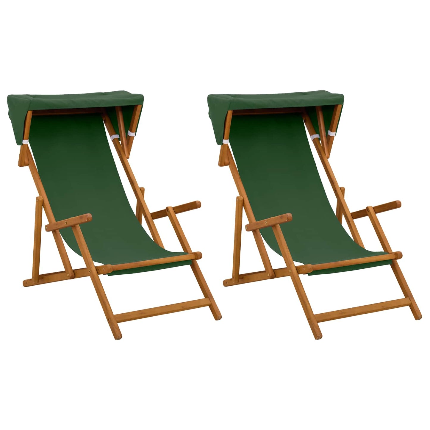 Liegestuhl 2 pcs 3 Position Massives Eukalyptus Holz Grün