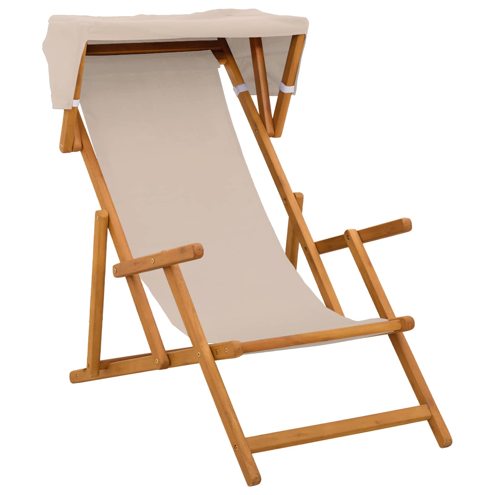 Liegestuhl 2 pcs 3 Position Massives Eukalyptus Holz Beige