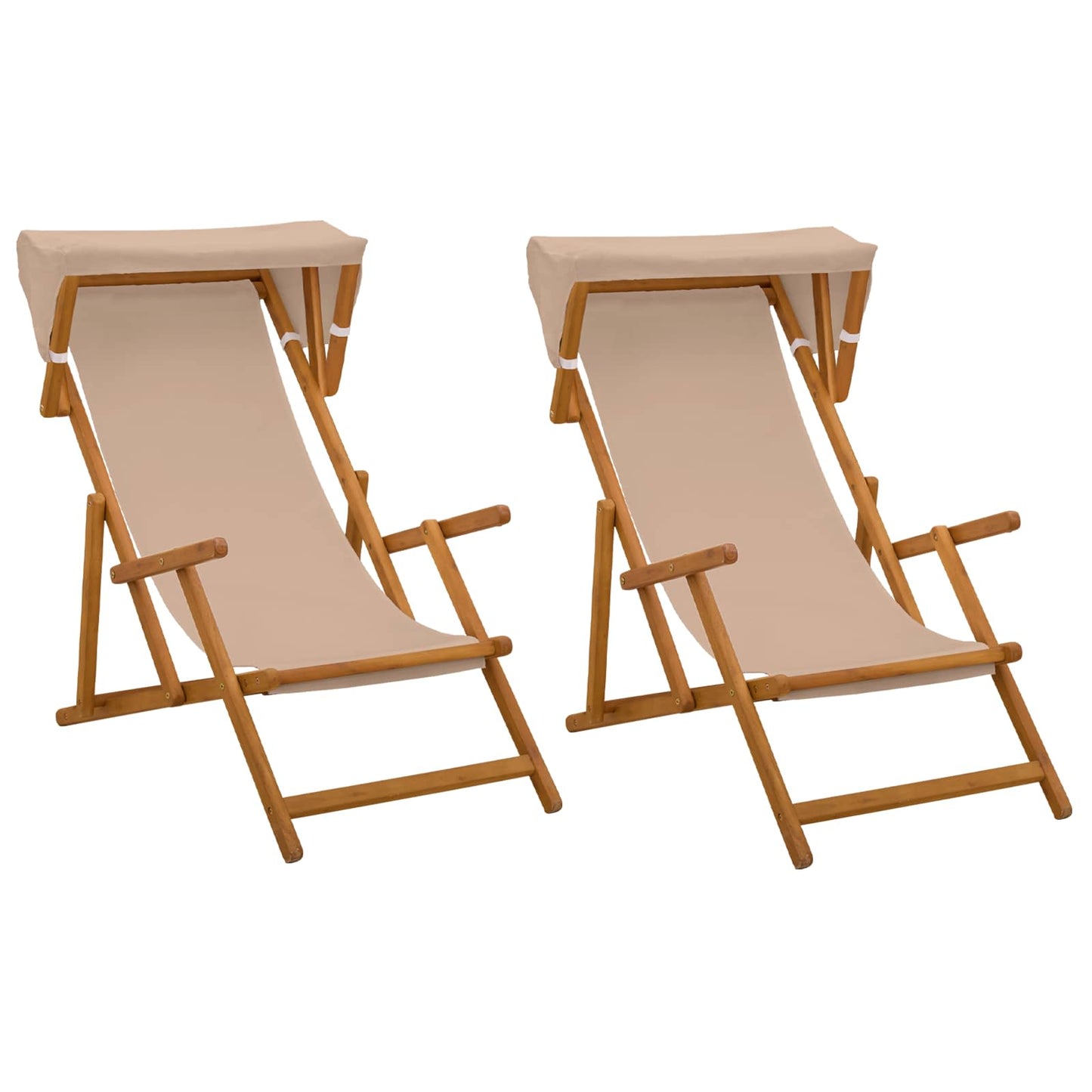 Liegestuhl 2 Stk. 3 Position Massives Eukalyptus Holz Taupe