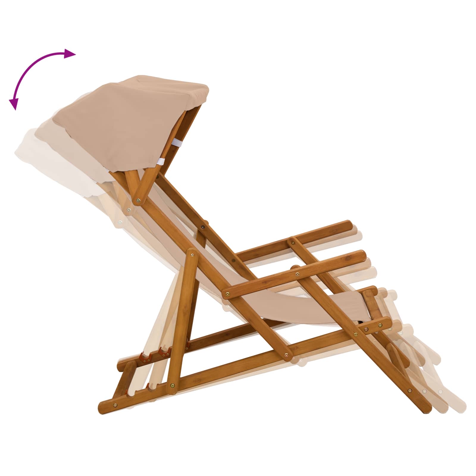 Liegestuhl 2 Stk. 3 Position Massives Eukalyptus Holz Taupe