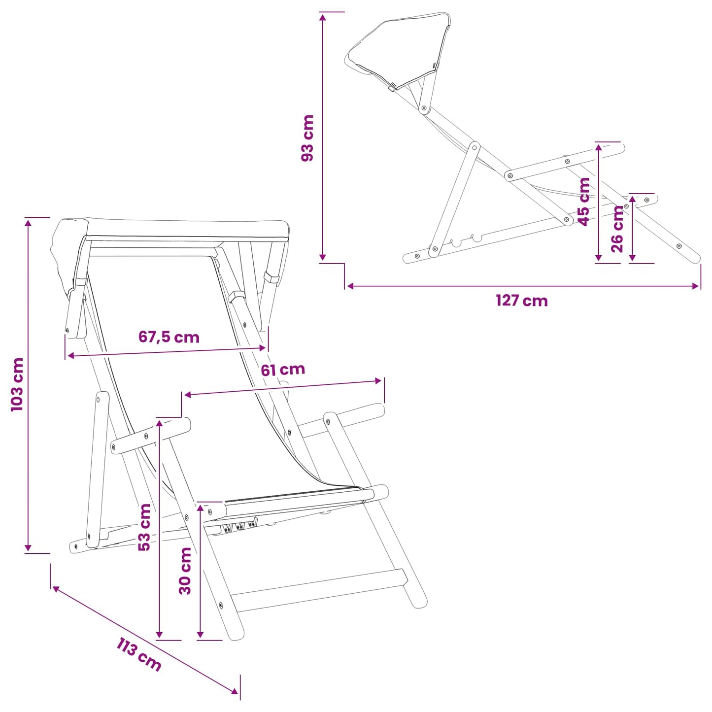Liegestuhl 2 Stk. 3 Position Massives Eukalyptus Holz Taupe