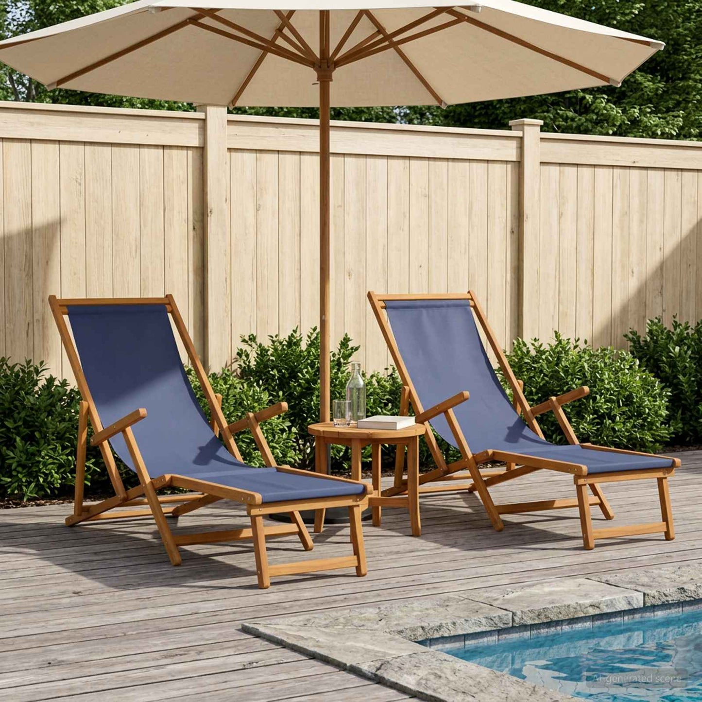 Klappbare Sonnenliege 2 pcs 3 Position Massives Eukalyptus Holz