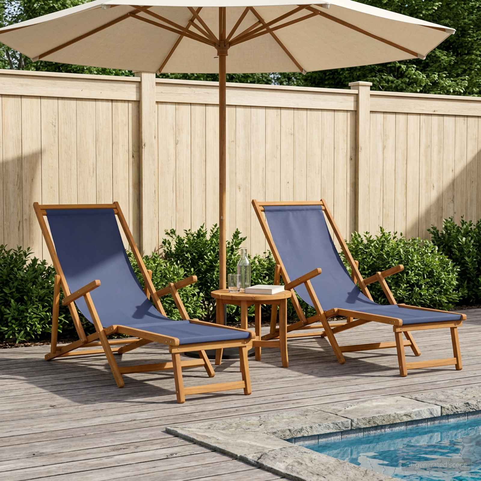 Klappbare Sonnenliege 2 pcs 3 Position Massives Eukalyptus Holz