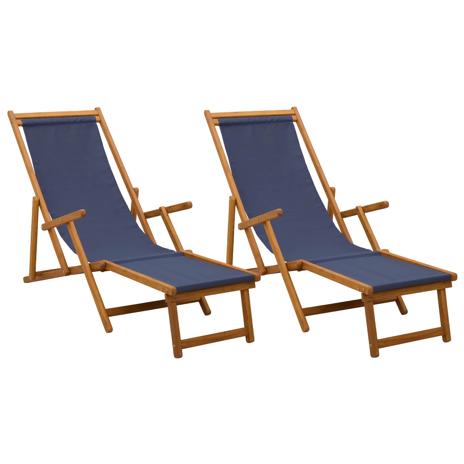 Klappbare Sonnenliege 2 pcs 3 Position Massives Eukalyptus Holz