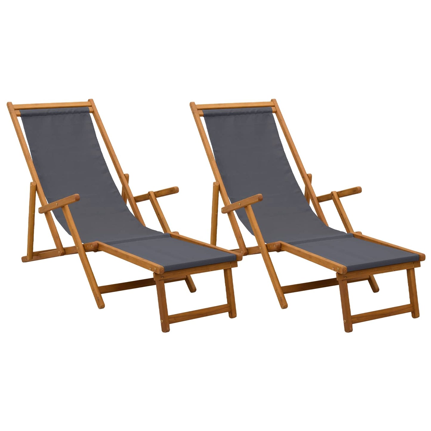Klappbare Sonnenliege 2 pcs 3 Position Massives Eukalyptus Holz