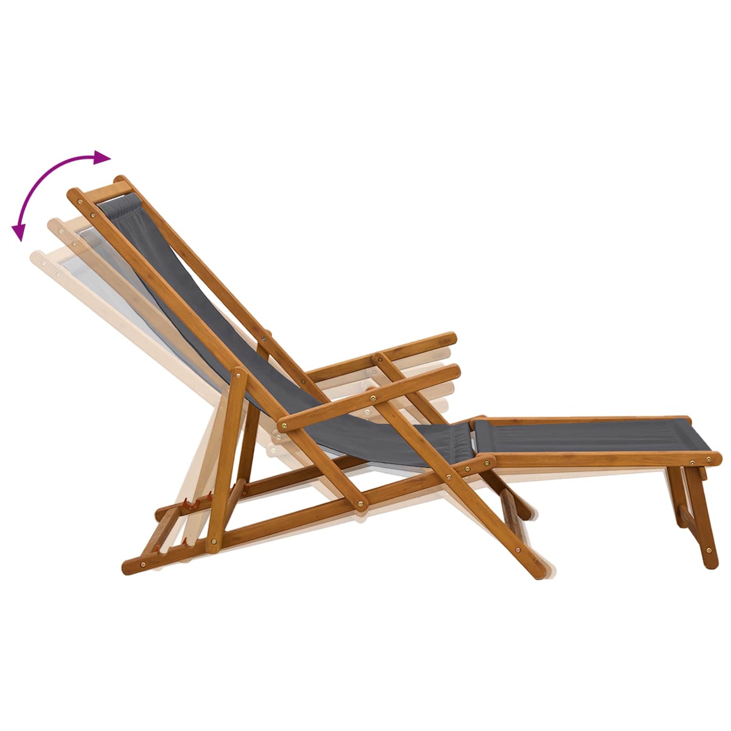 Klappbare Sonnenliege 2 pcs 3 Position Massives Eukalyptus Holz