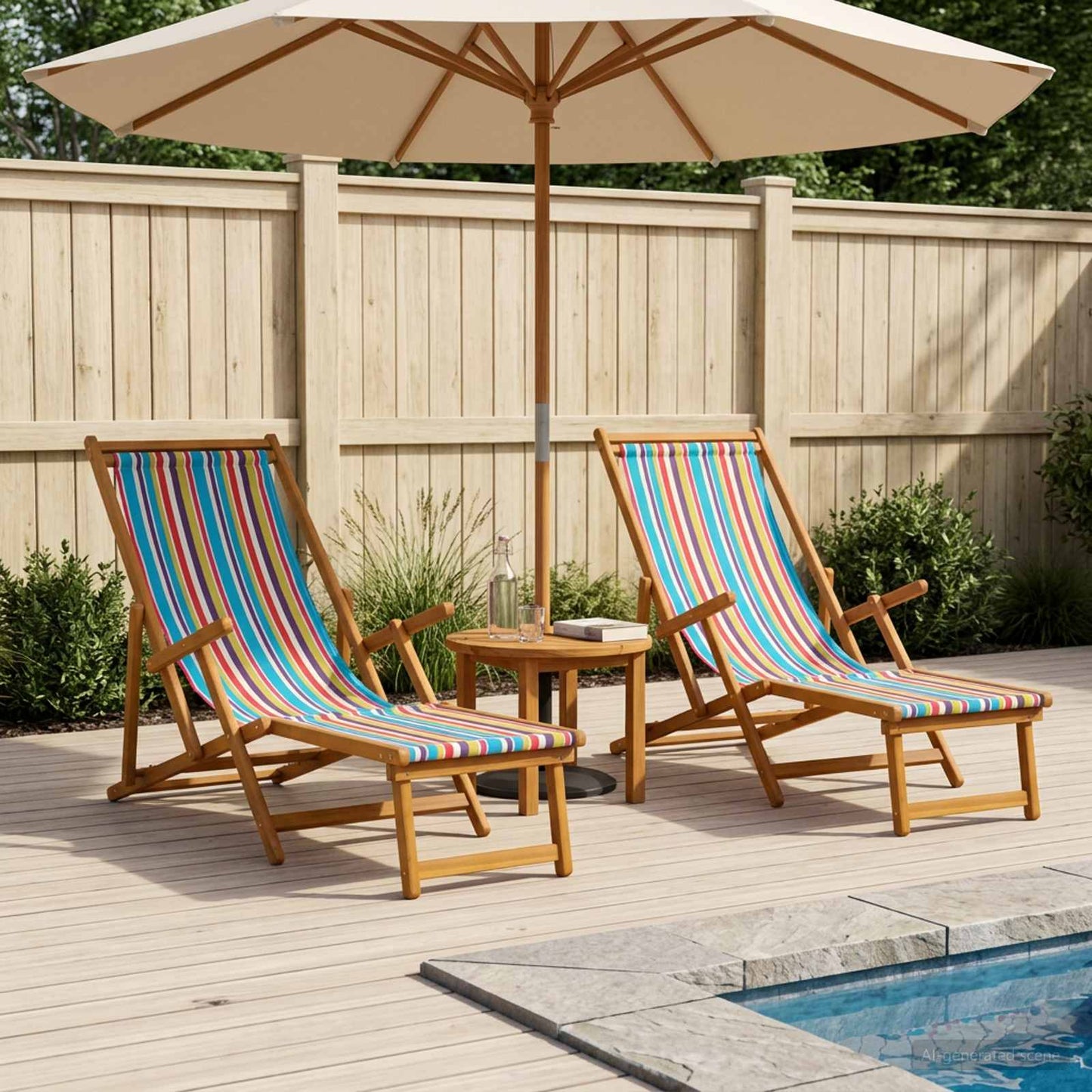 Klappbare Sonnenliege 2 pcs 3 Position Massives Eukalyptus Holz