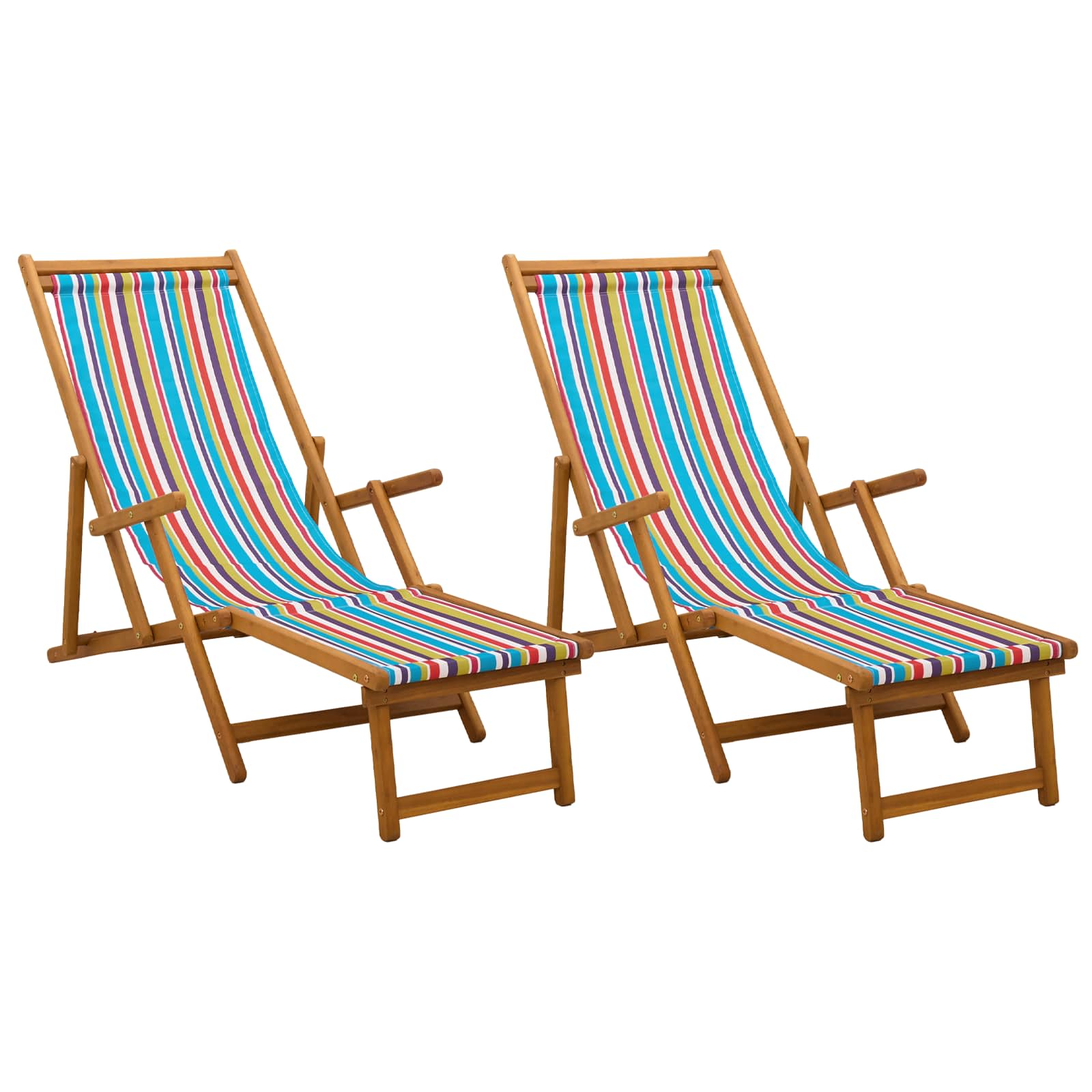 Klappbare Sonnenliege 2 pcs 3 Position Massives Eukalyptus Holz
