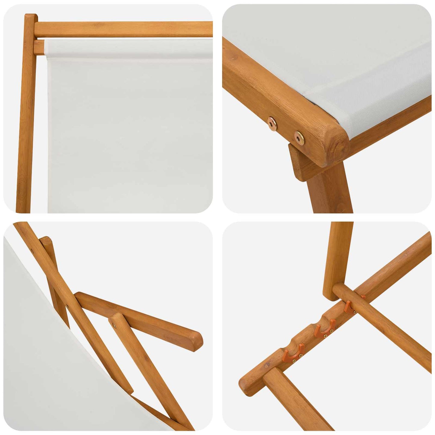 Klappbare Sonnenliege 2 pcs 3 Position Massives Eukalyptus Holz