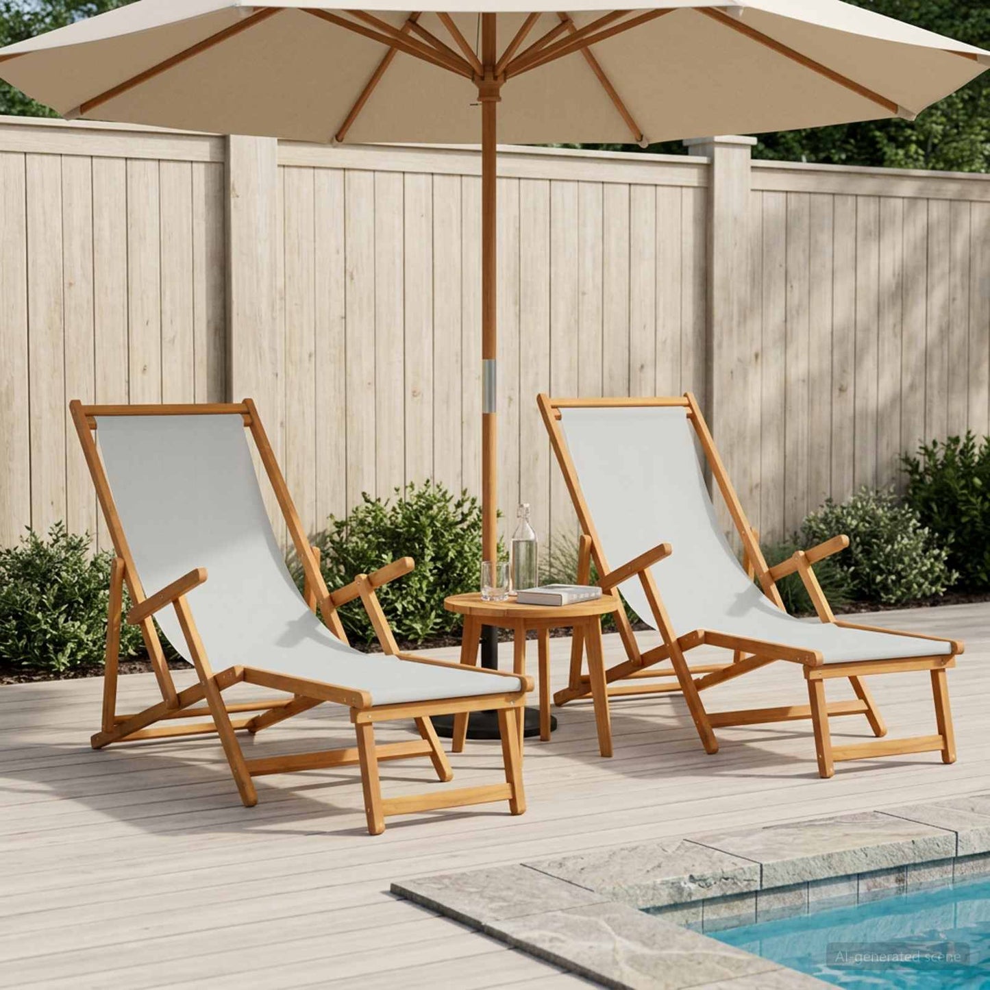 Klappbare Sonnenliege 2 pcs 3 Position Massives Eukalyptus Holz