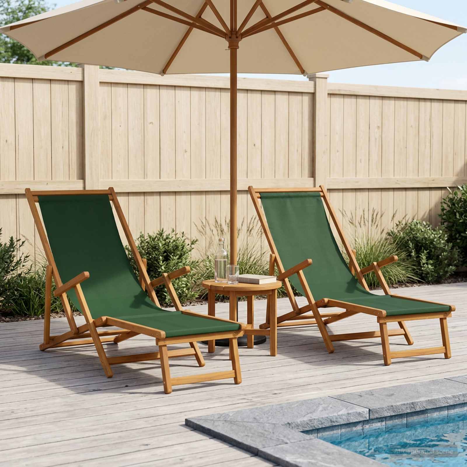 Klappbare Sonnenliege 2 pcs 3 Position Massives Eukalyptus Holz